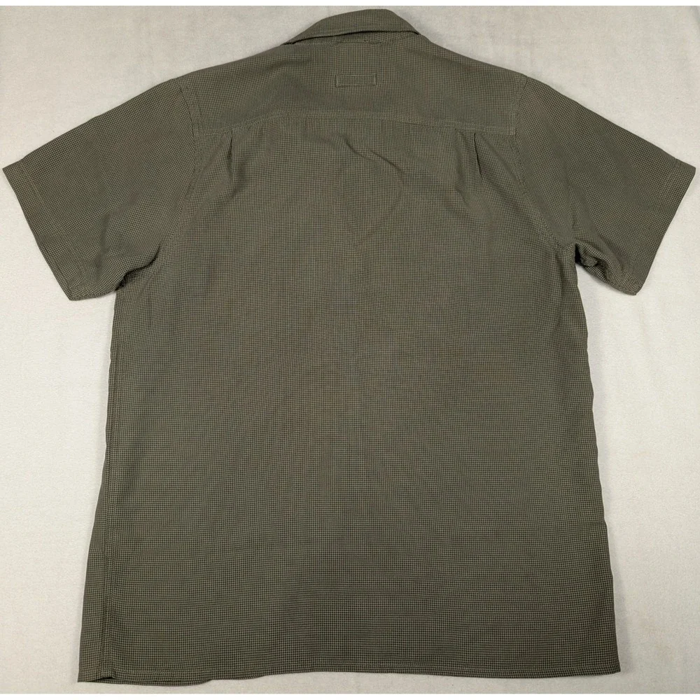 The North Face Mens Olive Green Micro Check Short Sleeve Button Down Shirt M